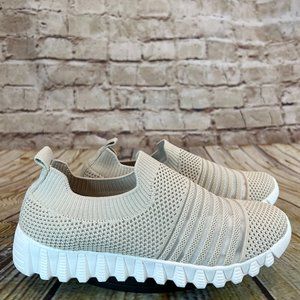 Bernie Mev Women's Beige Knit Fabric Slip On Athletic Sneakers Size 38 (US 8.5)